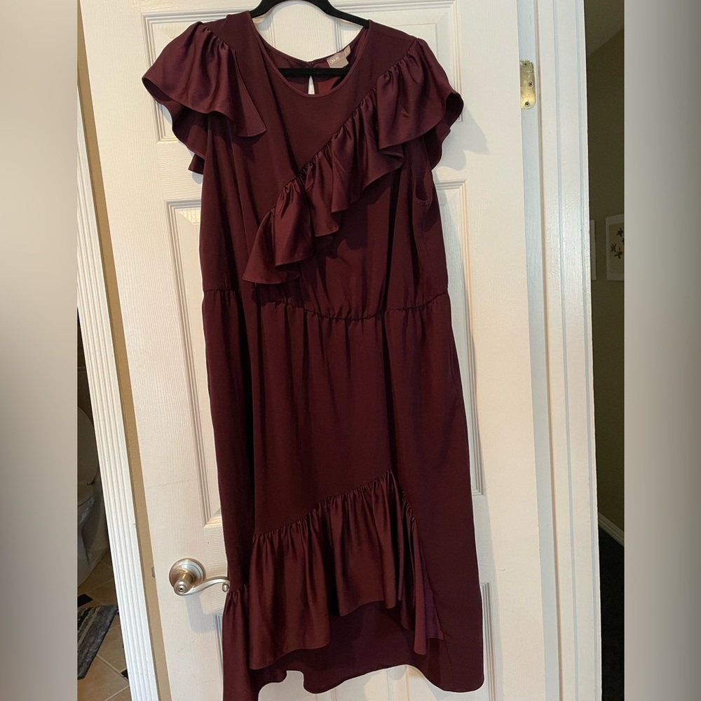 Asos plus size purple flutter sleeve dress